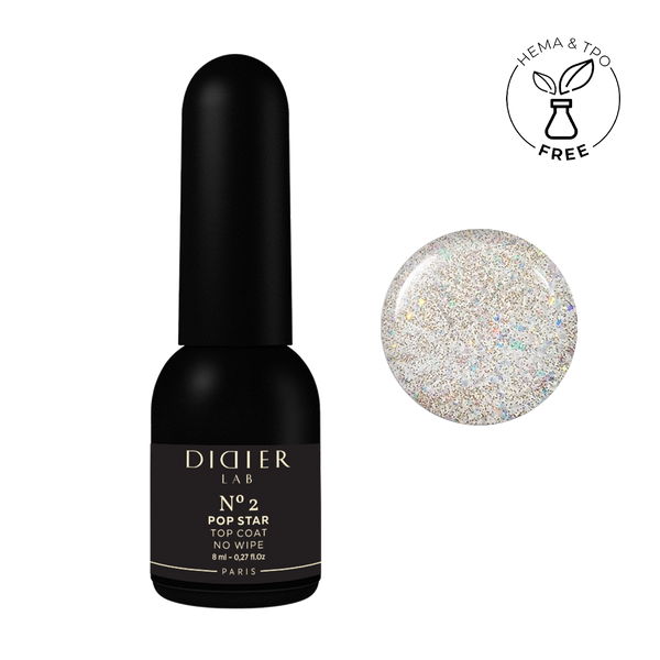 Top coat - Pop Star No2, No wipe | Didier Lab - 8ml